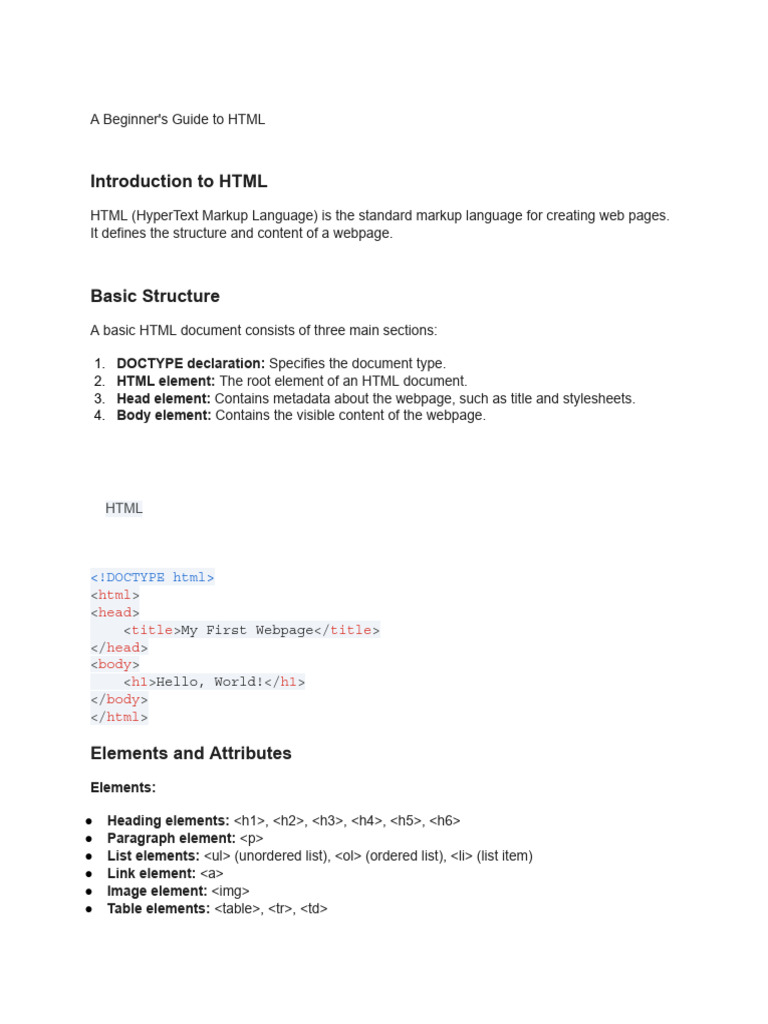 A Detailed Lesson On HTML For Noobs | PDF