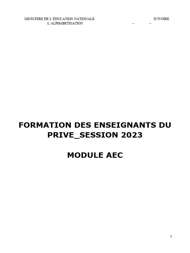 MODULE AEC 2023 - Formation Enseignants Du Privé | PDF