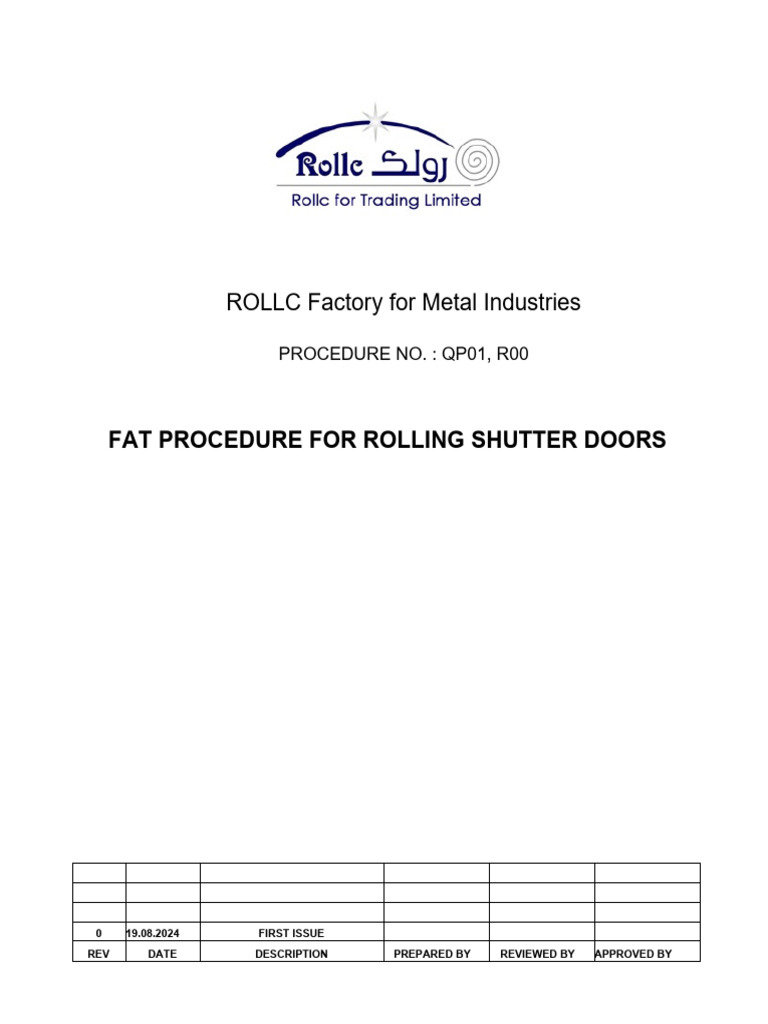 fat-procedure-for-rolling-shutter-door-pdf