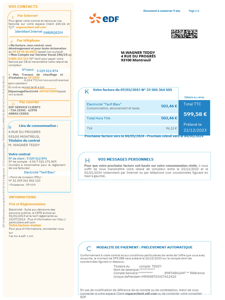 Facture Edf 2013 Vierge PDF | PDF