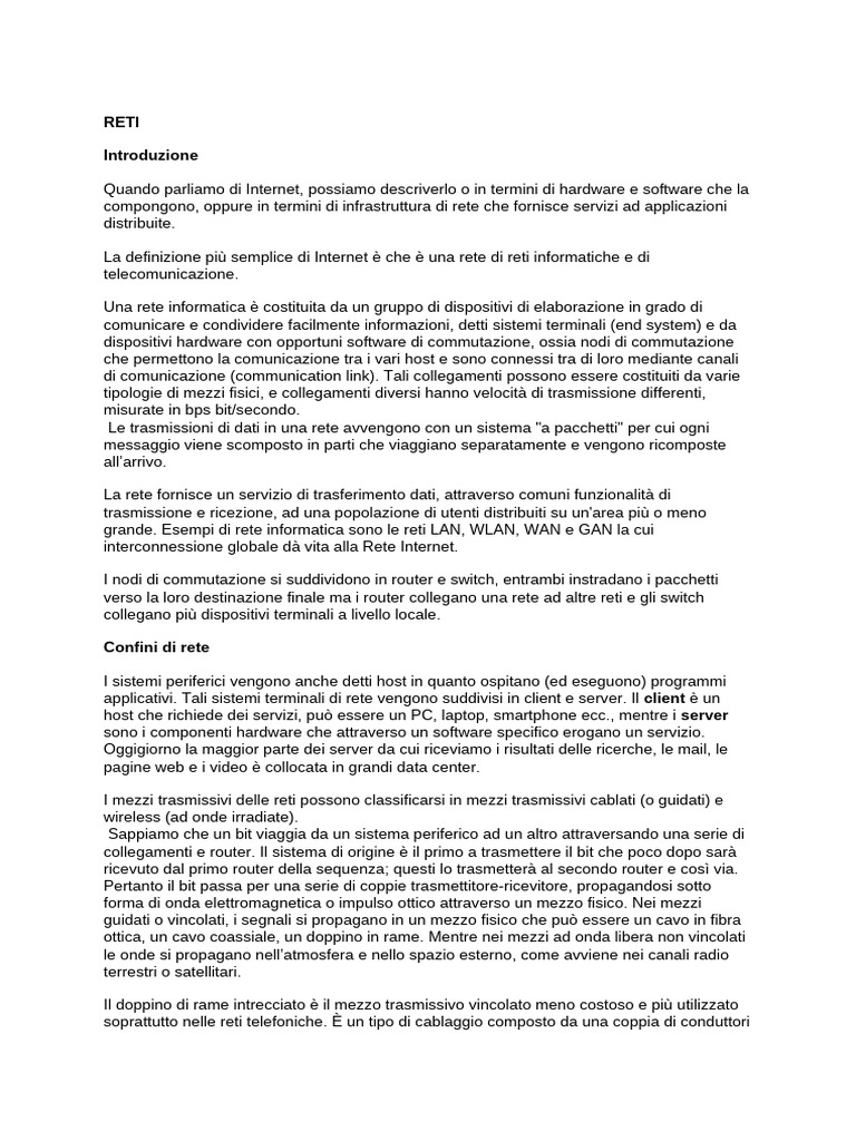 Reti Di Telecomunicazioni | PDF