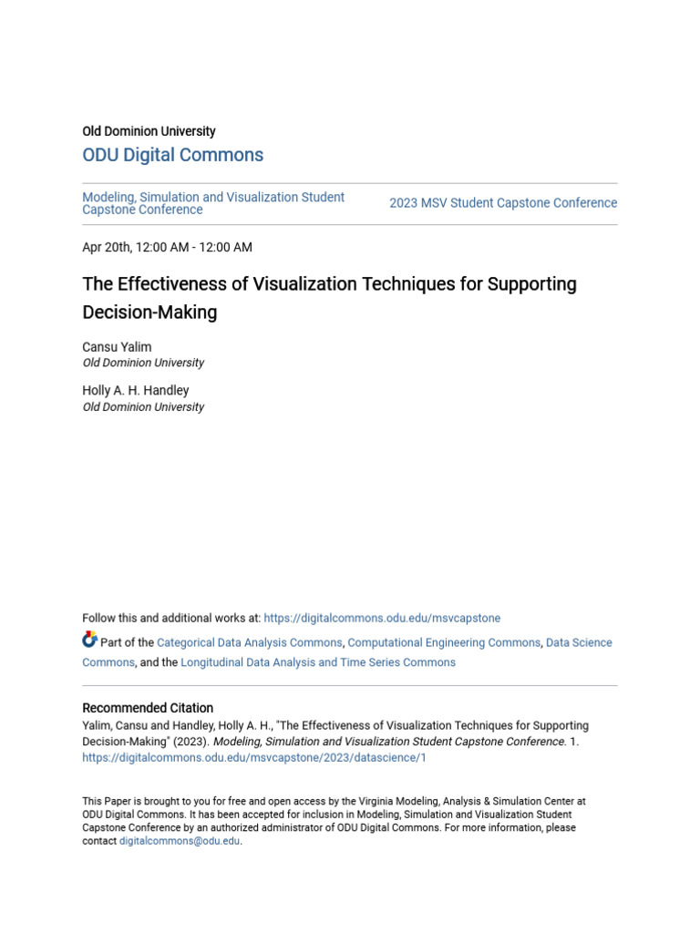 The Effectiveness of Visualization Techniques For Supporting Deci | PDF