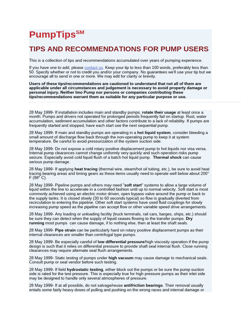 Pump Tips and Tricks | PDF