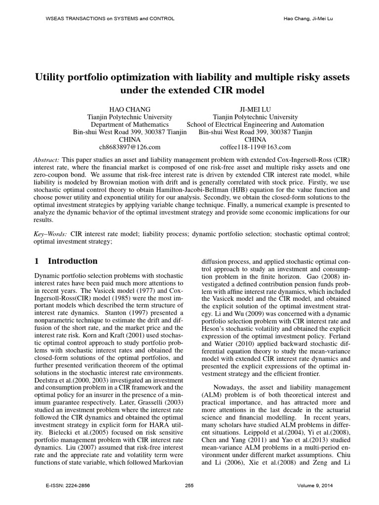 Utility Portfolio Optimization With Liability and Multiple Risky Assets ...