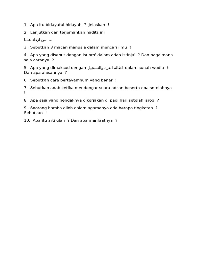 Contoh Soal Bidayatul Hidayah Pdf