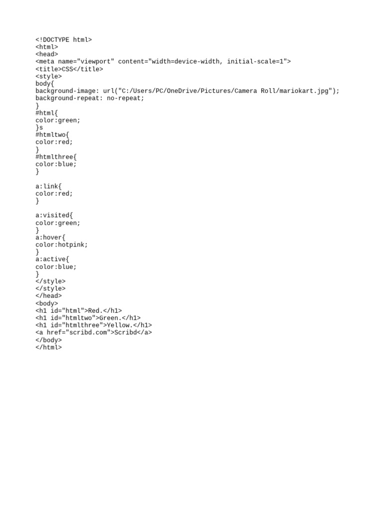 Scribd Basic Coding HTML Files | PDF