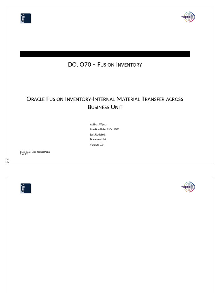 KCH - INV - Internal Material Transfer Across Business Unit | PDF