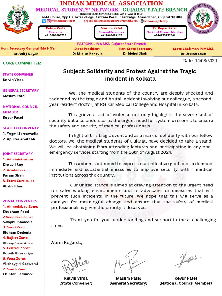 Ima MSN Gujarat Strike Letter | PDF
