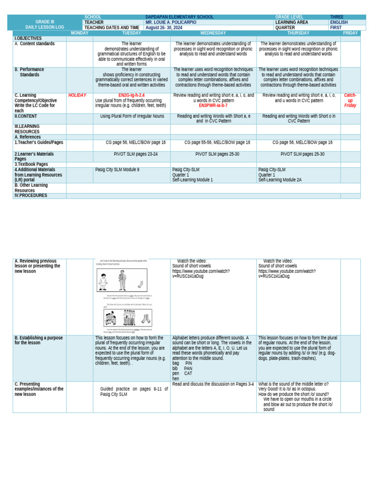 English 3 - DLL - WEEK 4-1ST QUARTER | PDF