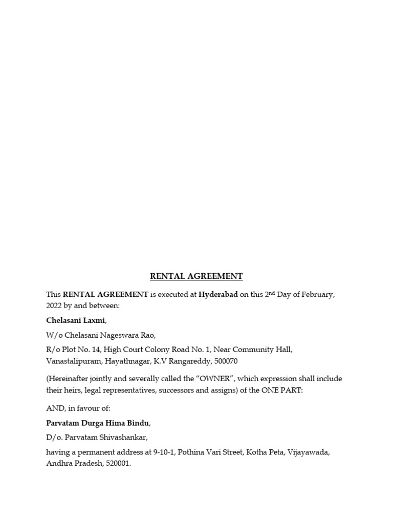Rental Agreement | PDF