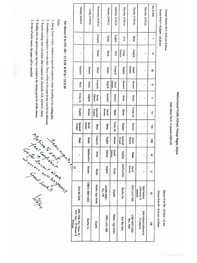 Date sheet term 1 pdf