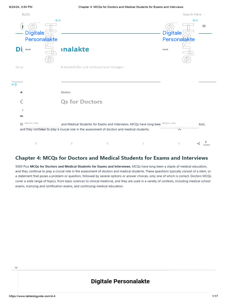 Chapter 4 - MCQs For Doctors and Medical Students For Exams and ...