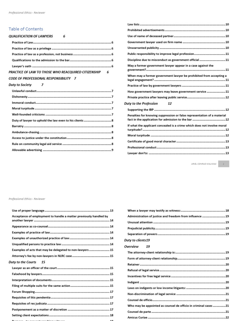 Professional Ethics for Lawyers Guide | PDF | Lawyer | Conflict Of Interest