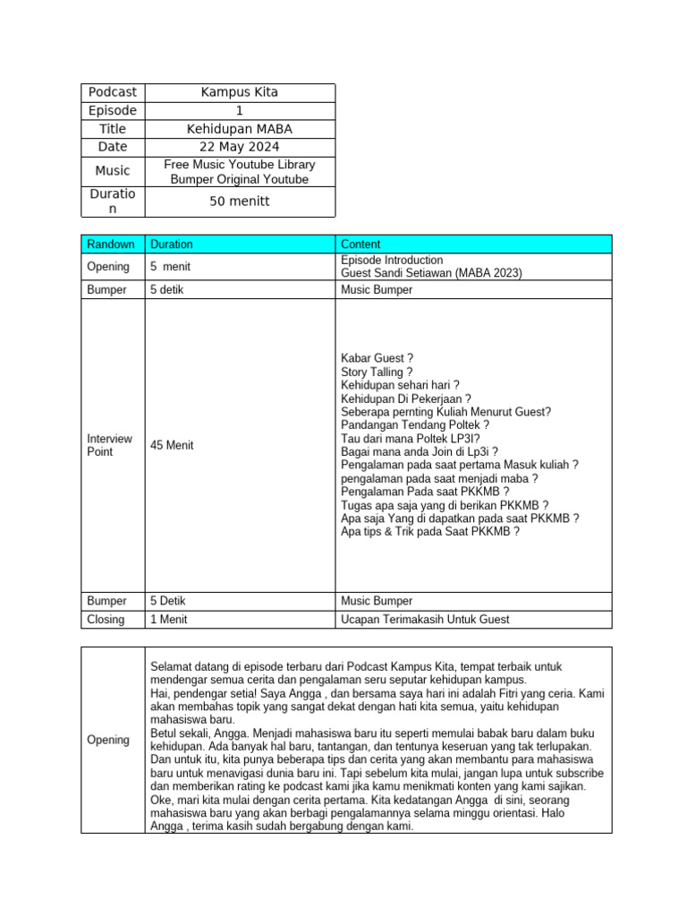 Naskah Kel 1 | PDF