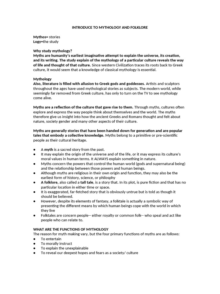 Introduce to mythology and folklore pdf