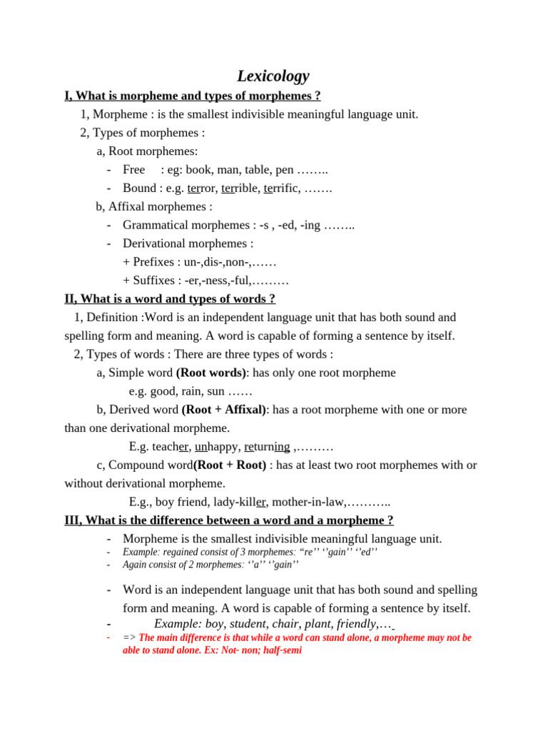 Revision of Lexico - Semantics | PDF