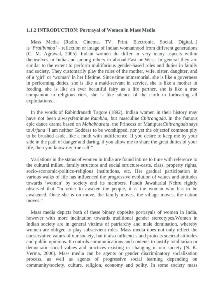 Media Representation of Women | PDF