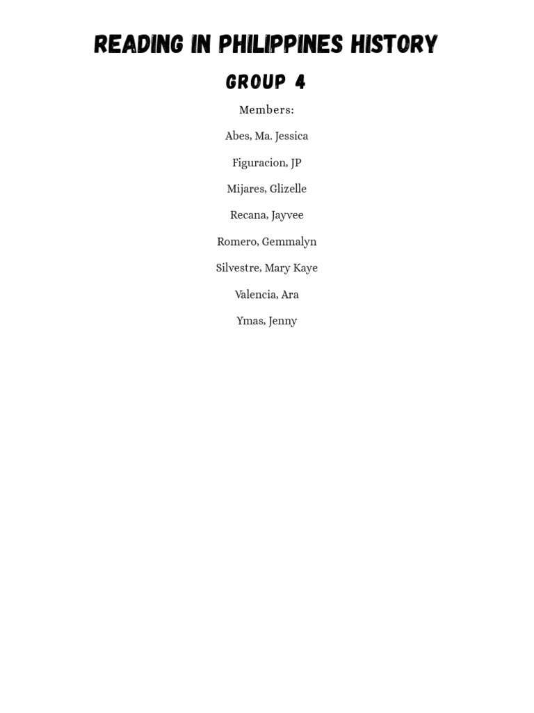 Reading in Philippines History GROUP 4 | PDF