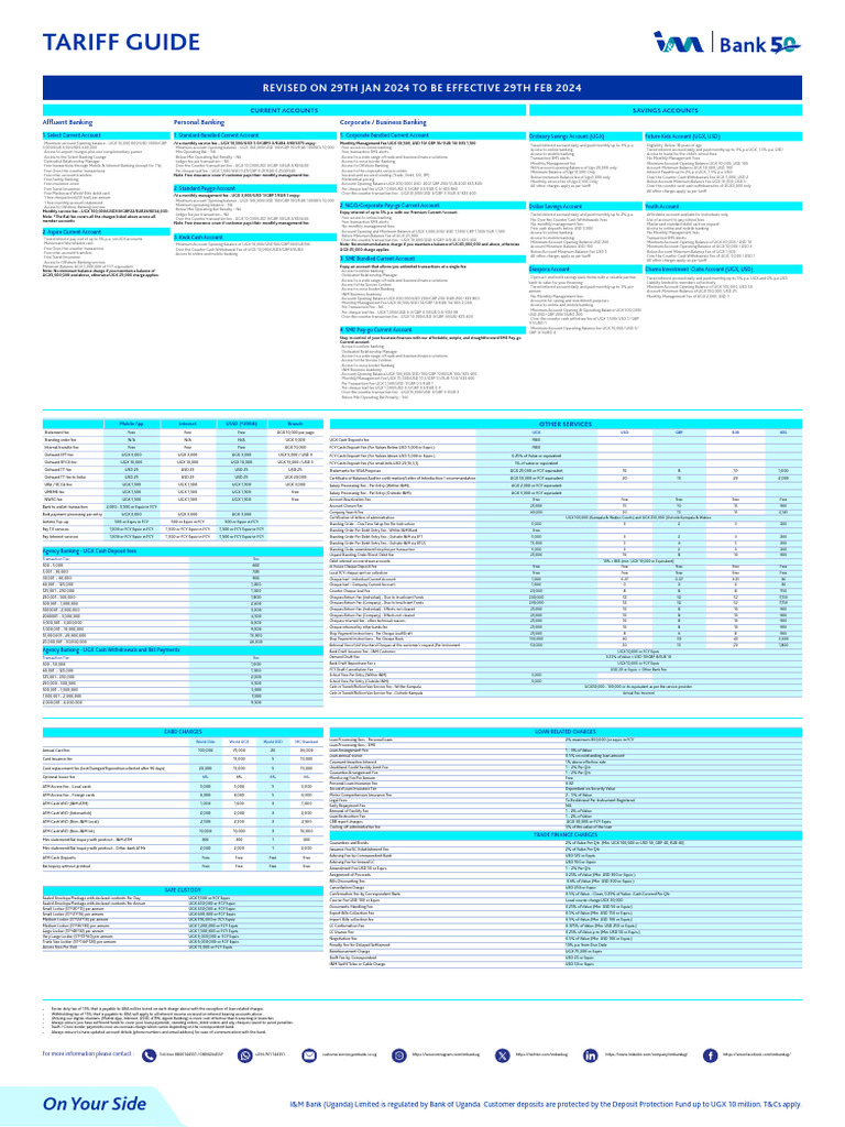 IM Tariff Guide 29th Jan | PDF