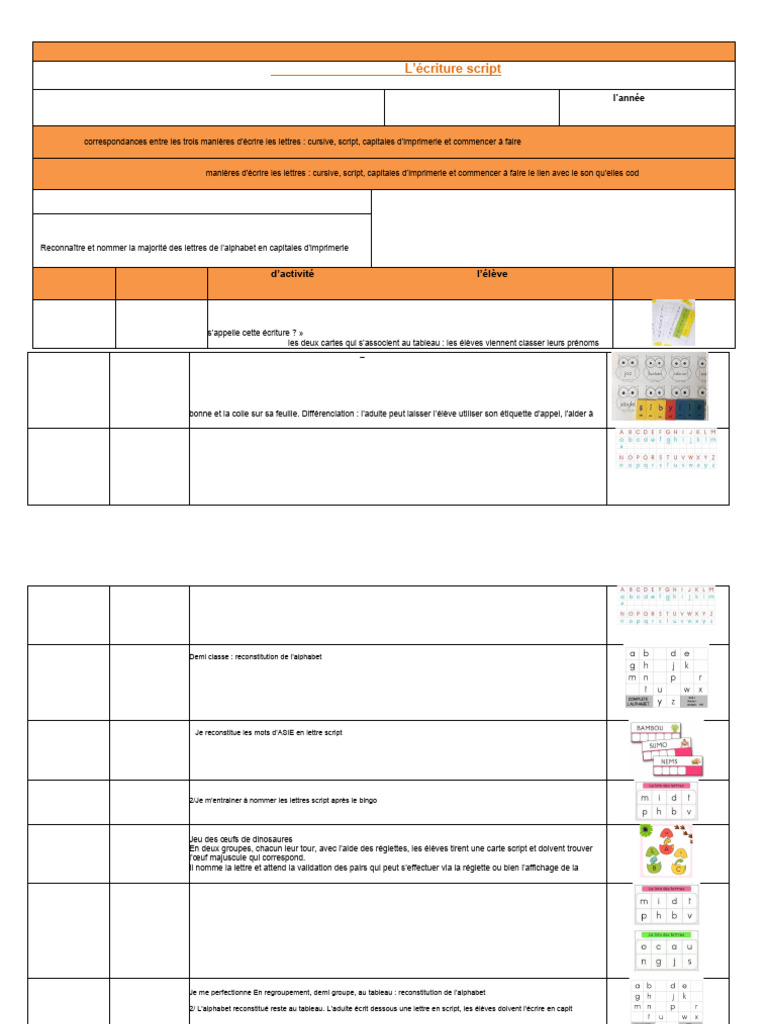 Fiche-De-Sequence - Ecriture Script | PDF