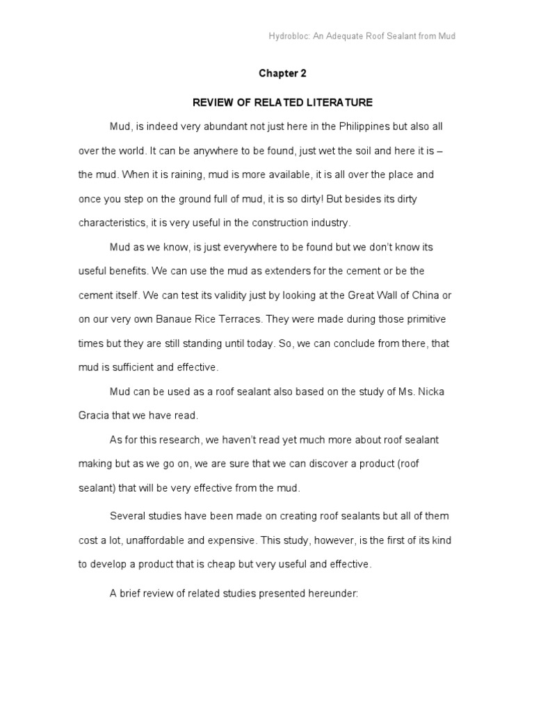 Chapter 2 (RRL) | PDF | Mud | Roof