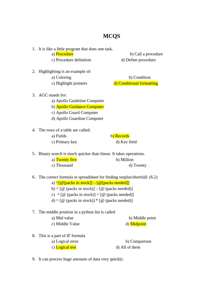 Computer Class 8 Mcqs Pdf