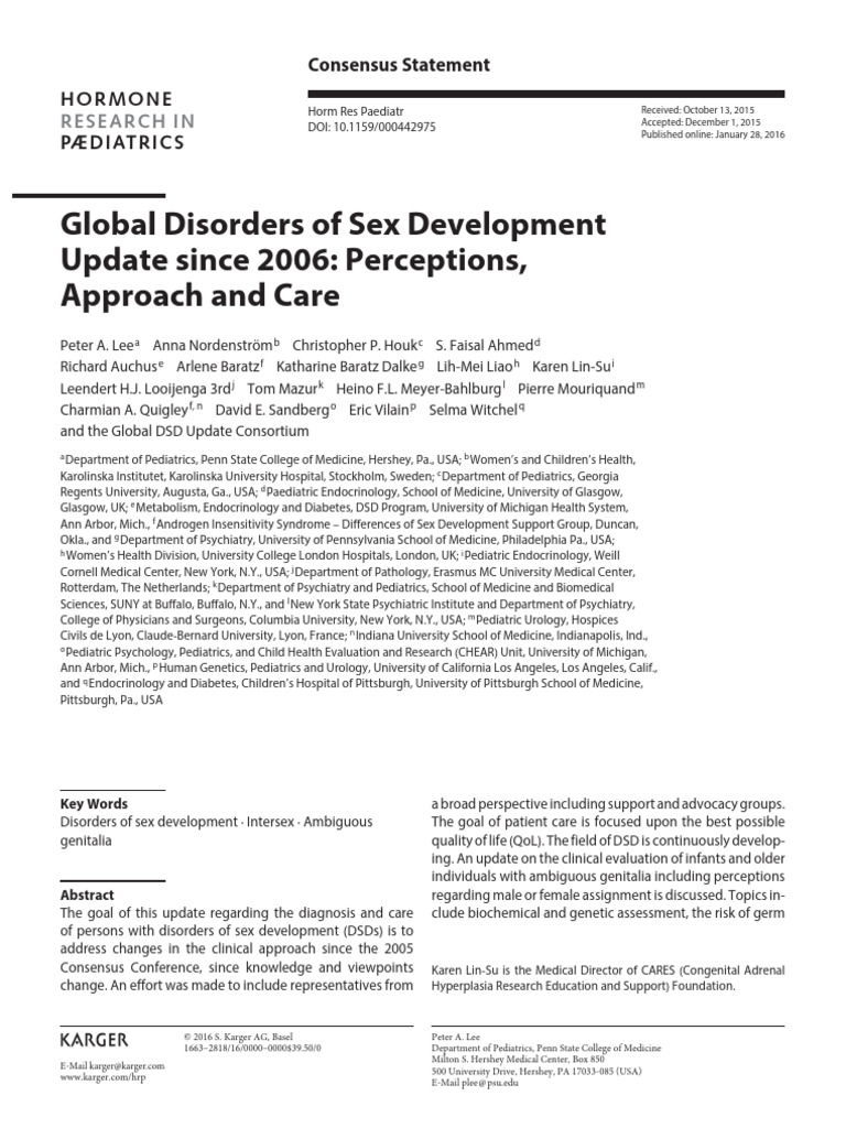 Global Disorders of Sex Development | PDF