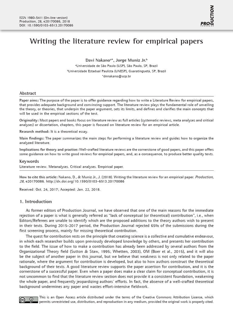 Writing The Literature Review For Empirical Papers | PDF | Literature ...