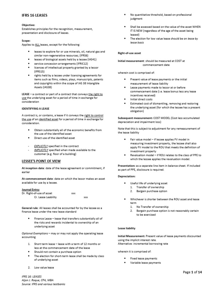 IFRS 16 LEASES - LESSEE With Suggested Answers | PDF
