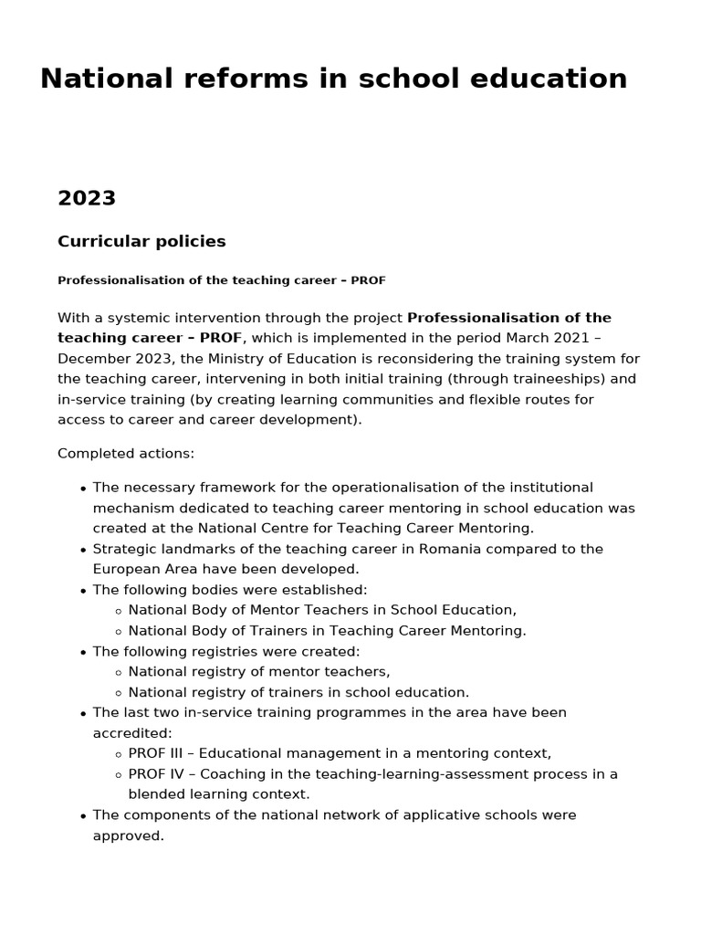 National reforms in school education pdf