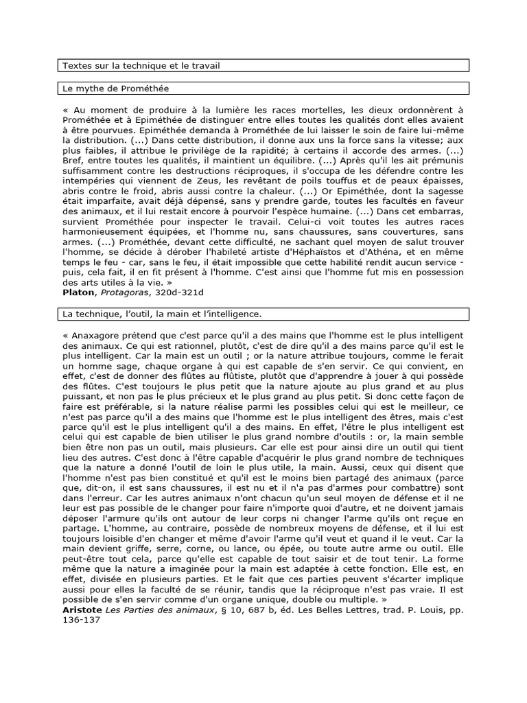 Textes Sur La Technique Et Le Travail | PDF