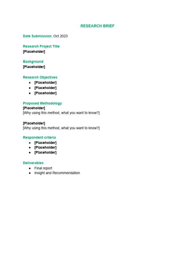 Template Research Plan - Brief | PDF