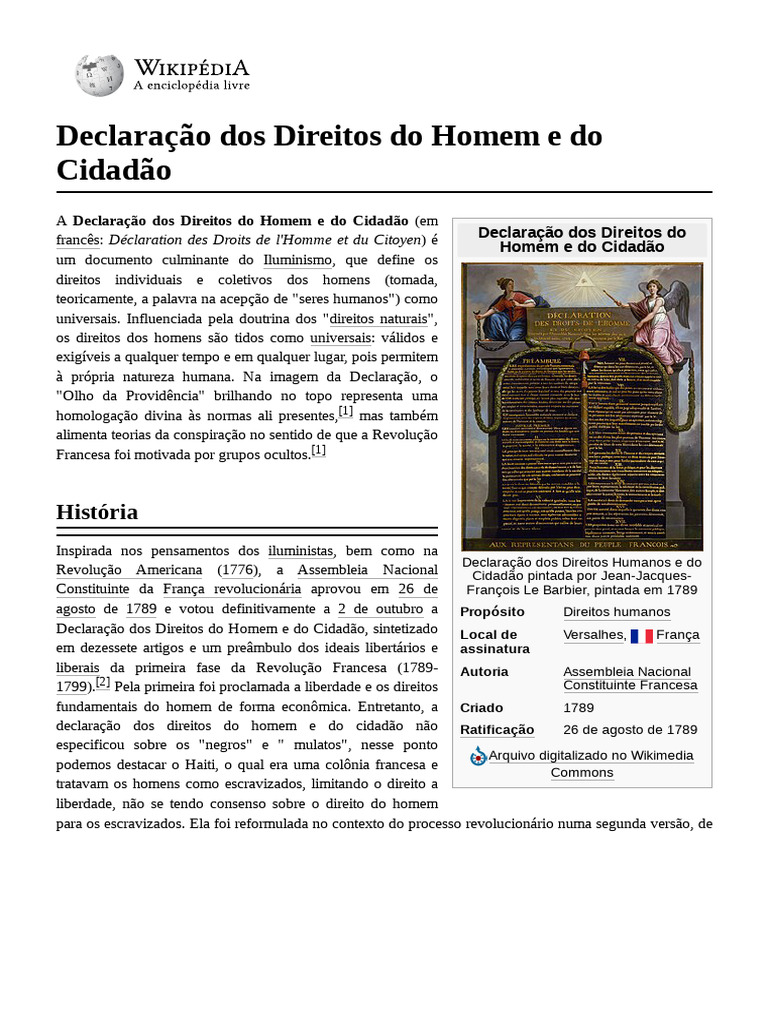 Declaração Dos Direitos Do Homem e Do Cidadão | PDF
