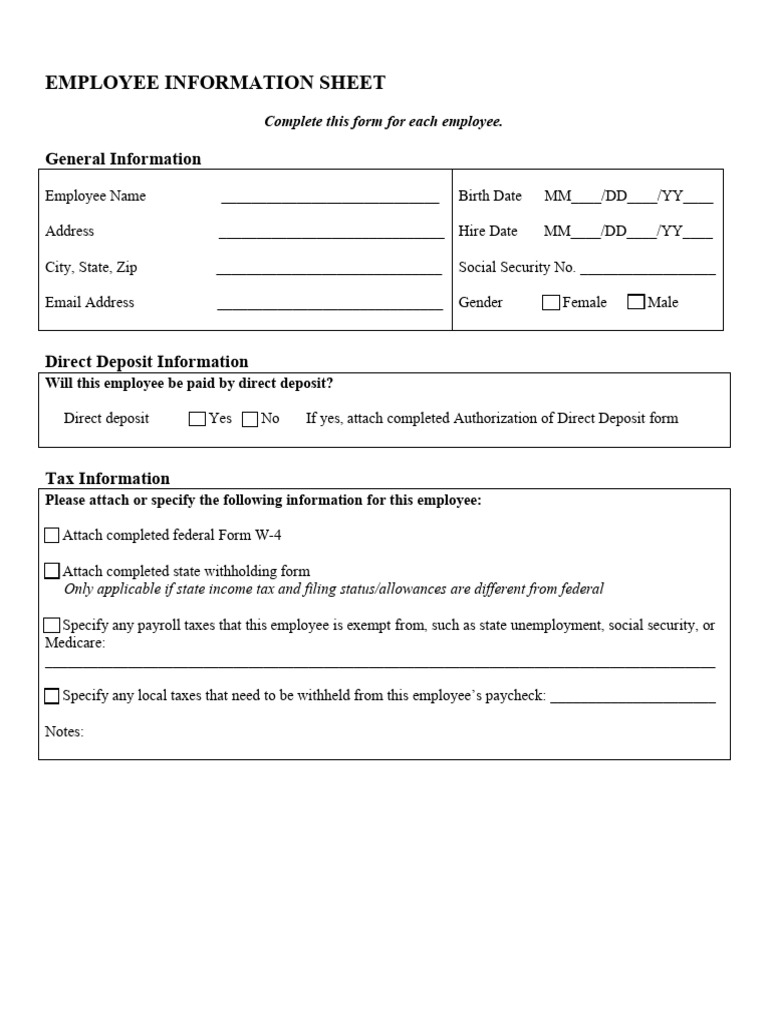 Blank Employeepacket | PDF