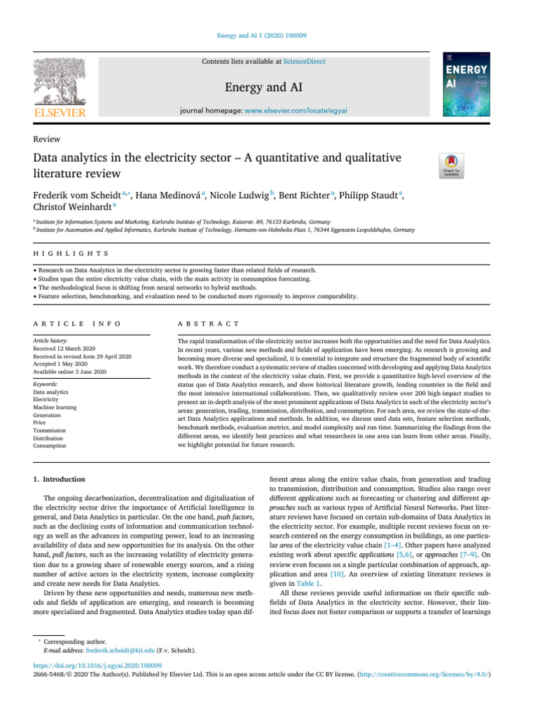 Data Analytics in The Electricity Sector - A Quantitative and - 2020 ...