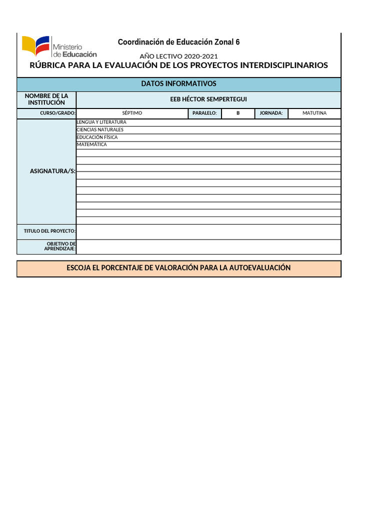 1..evaluación Proyectos Interdisciplinarios | PDF