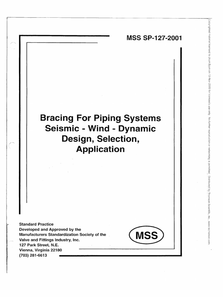 MSS SP-127 - 2001 - Bracing For Piping Systems Seismic - Wind - Dynamic ...