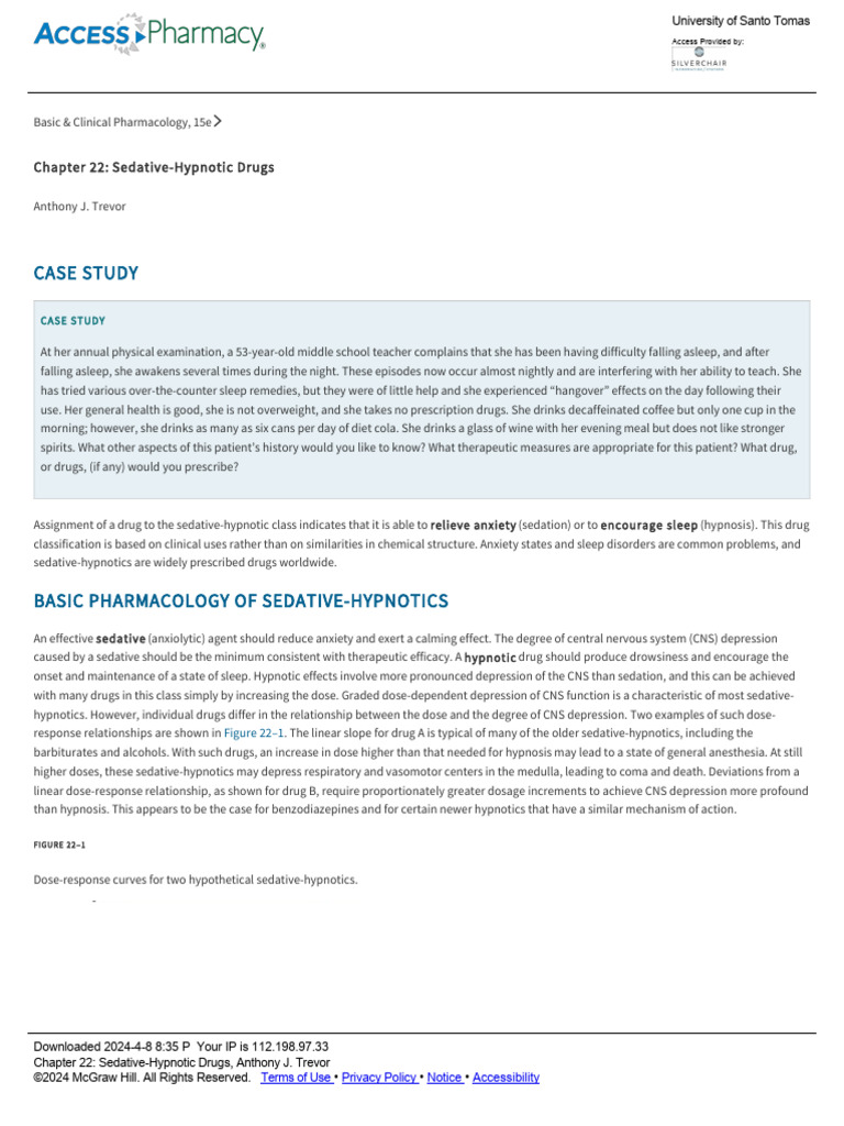 Chapter 22 - Sedative-Hypnotic Drugs | PDF