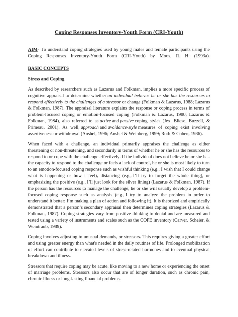 Coping response inventory | PDF