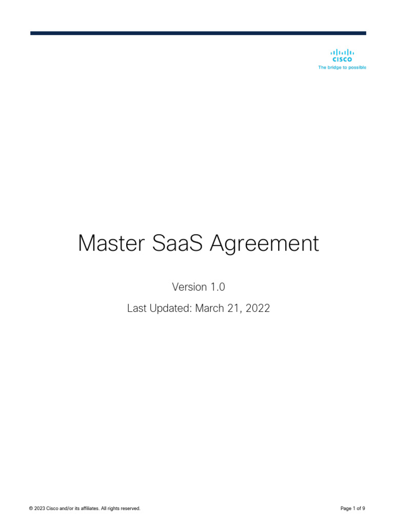 Master Saas Agreement Pdf