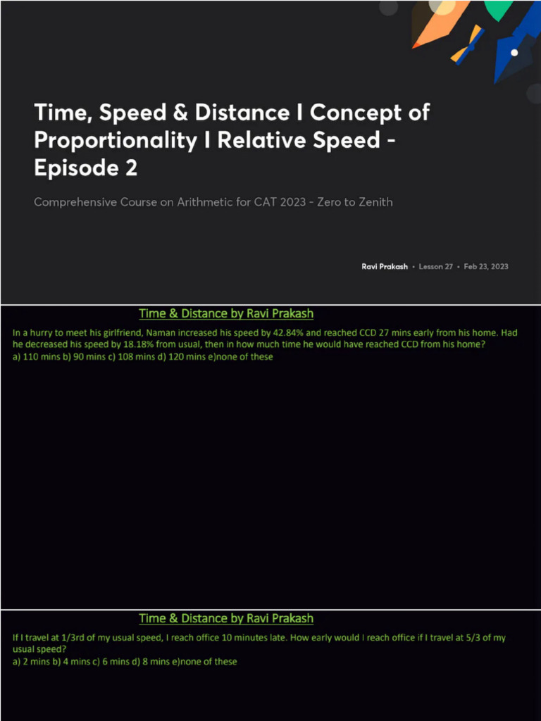 Time Speed Distance I Concept of Proportionality I Relative Speed ...