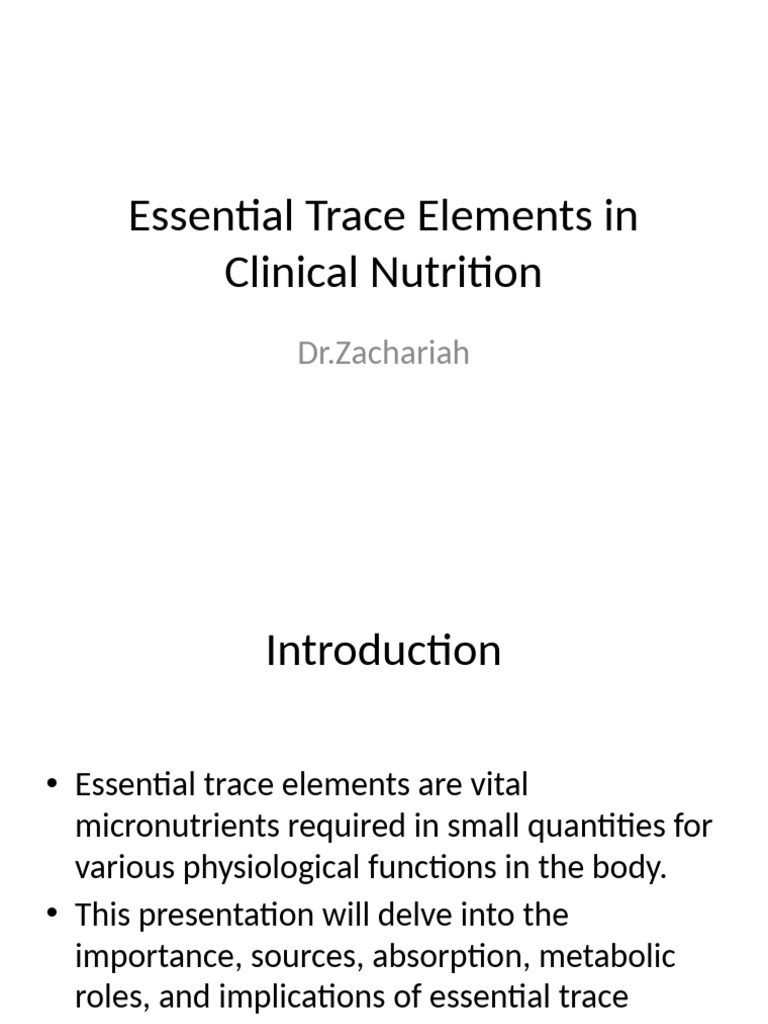 Essential Trace Elements in Clinical Nutrition | PDF