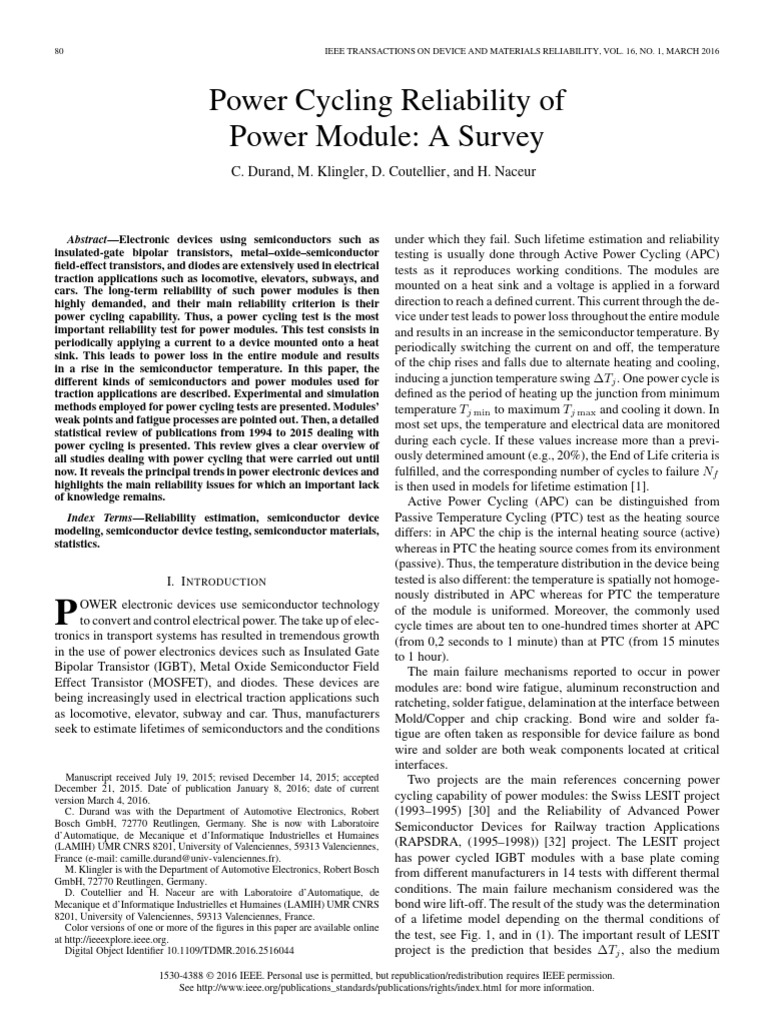 Power Cycling Reliability of Power Module A Survey | PDF