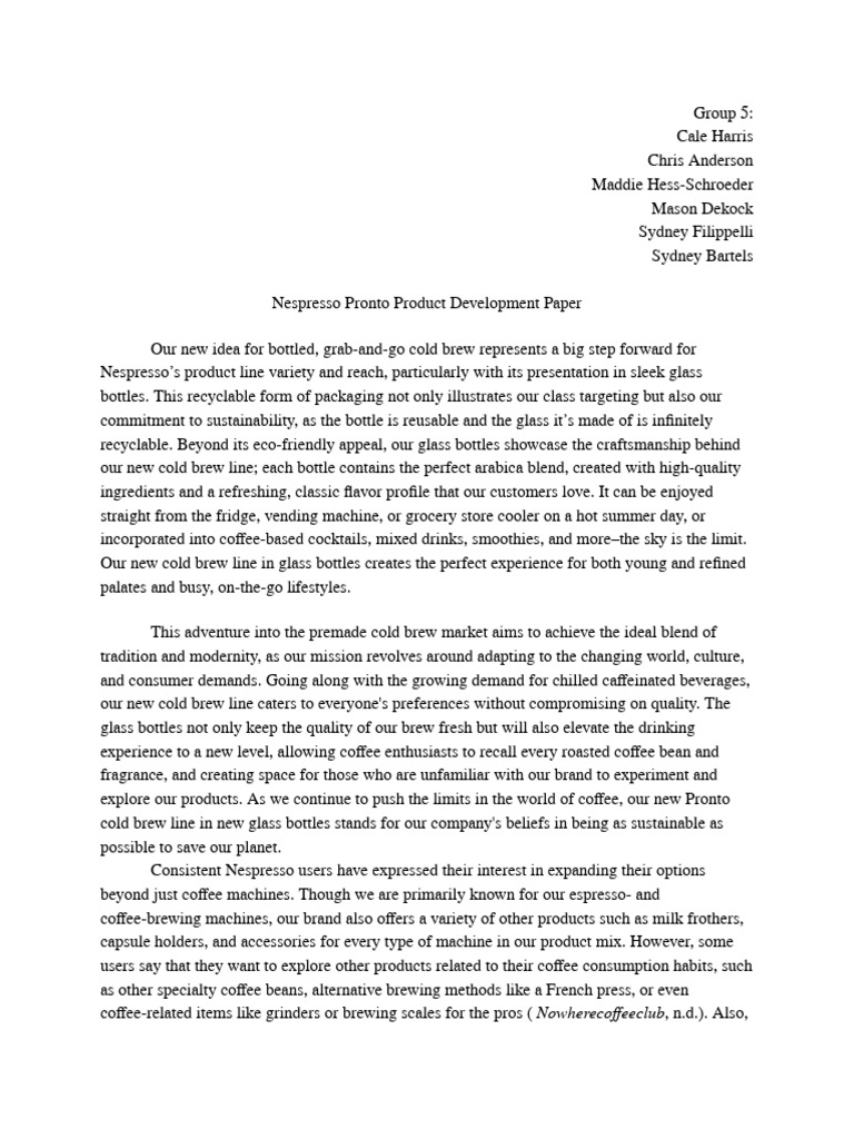 Nespresso Pronto Paper Group 5 | PDF