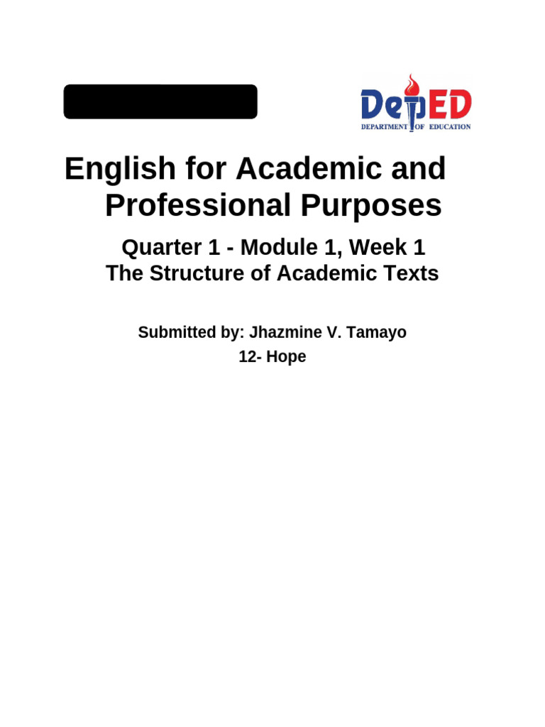 EAPP Module 1 - Tamayo - Jhazmine - V. | PDF | Human Communication ...
