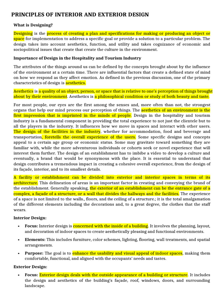 Principles of Interior and Exterior Design | PDF
