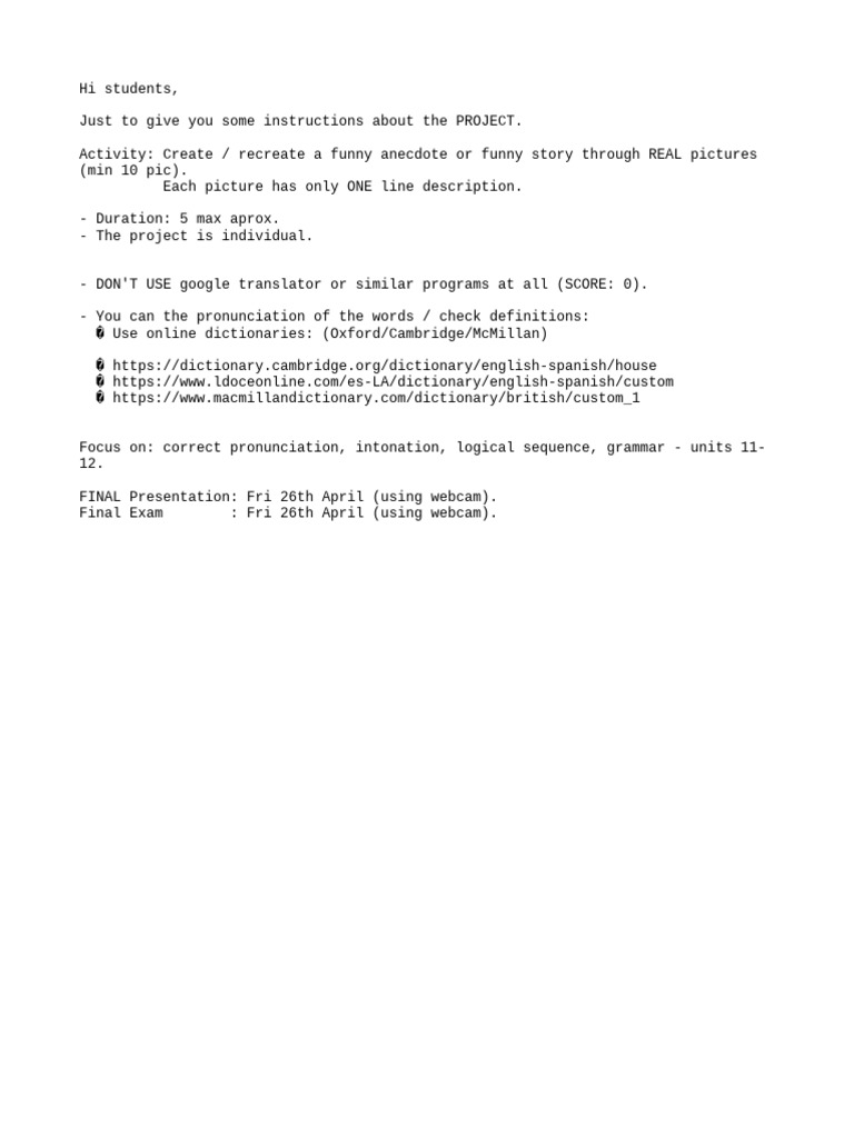 B6 project create a funny anecdote or funny story pdf