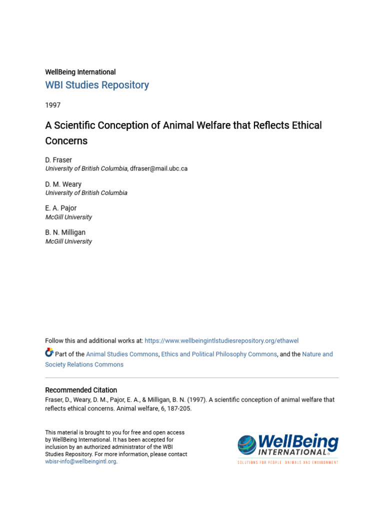 A Scientific Conception of Animal Welfare That Reflects Ethical C | PDF
