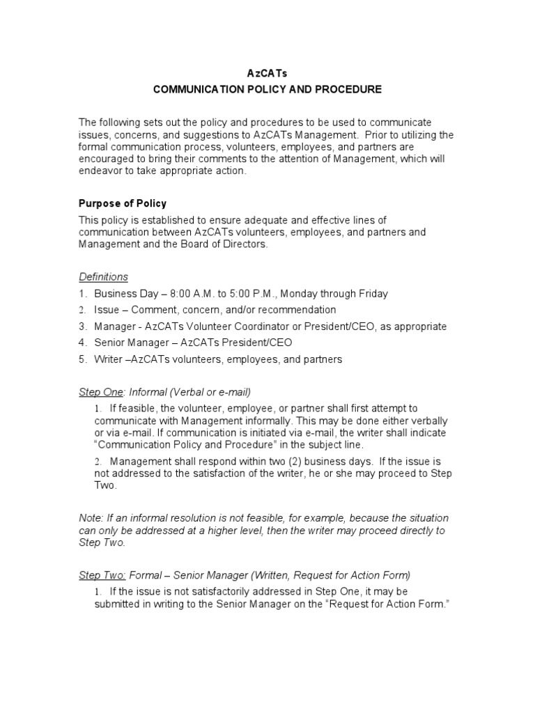 ADM Communication Policy 05-13-07 | PDF | Board Of Directors | Employment