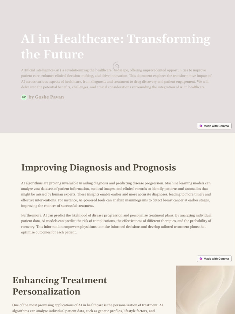 AI in Healthcare Transforming The Future | PDF